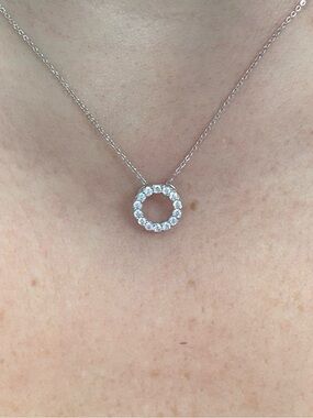 Suzy Levian Sterling Silver White CZ Circle Necklace NWT